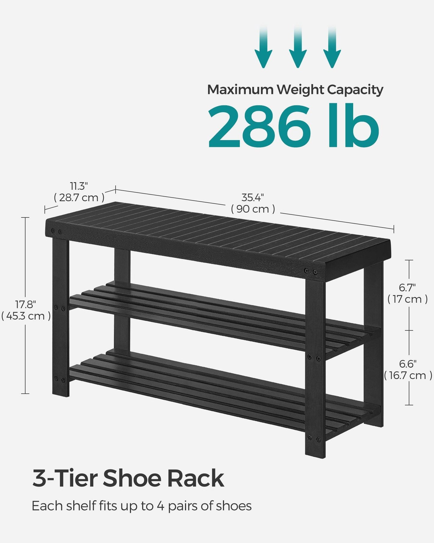 3-Tier Bamboo Shoe Storage Organizer FredCo