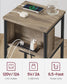 3-Tier End Table with Charging Station Camel Brown and Black FredCo