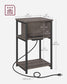 3-Tier End Table with Charging Station Chestnut Brown and Black FredCo