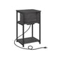 3-Tier End Table with Charging Station Misty Gray and Black FredCo
