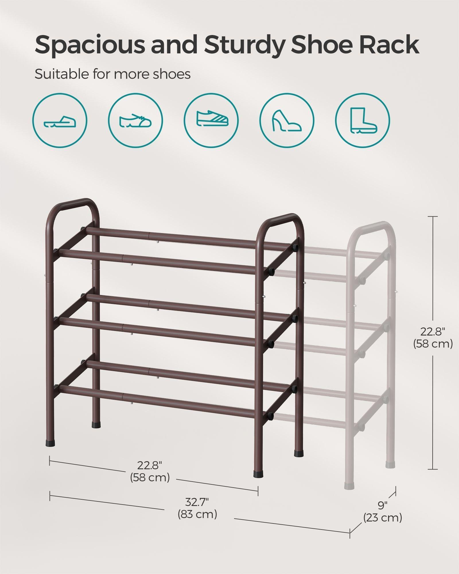 3-Tier Metal Shoe Rack Bronze FredCo