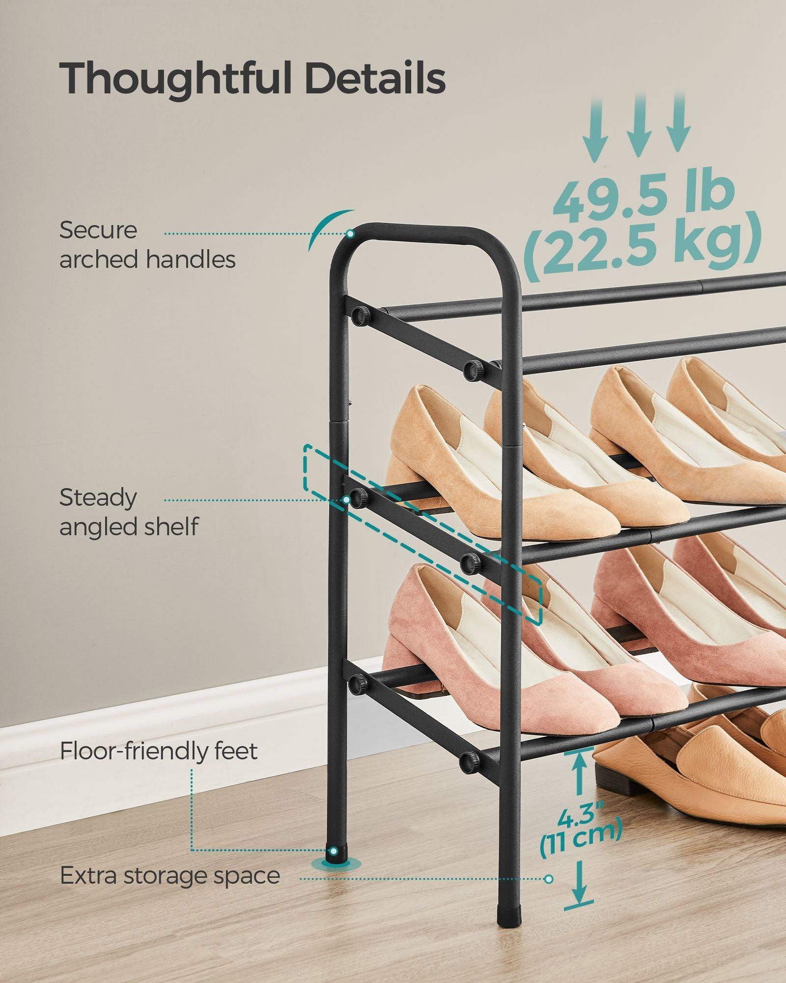 3-Tier Metal Shoe Rack Ink Black FredCo