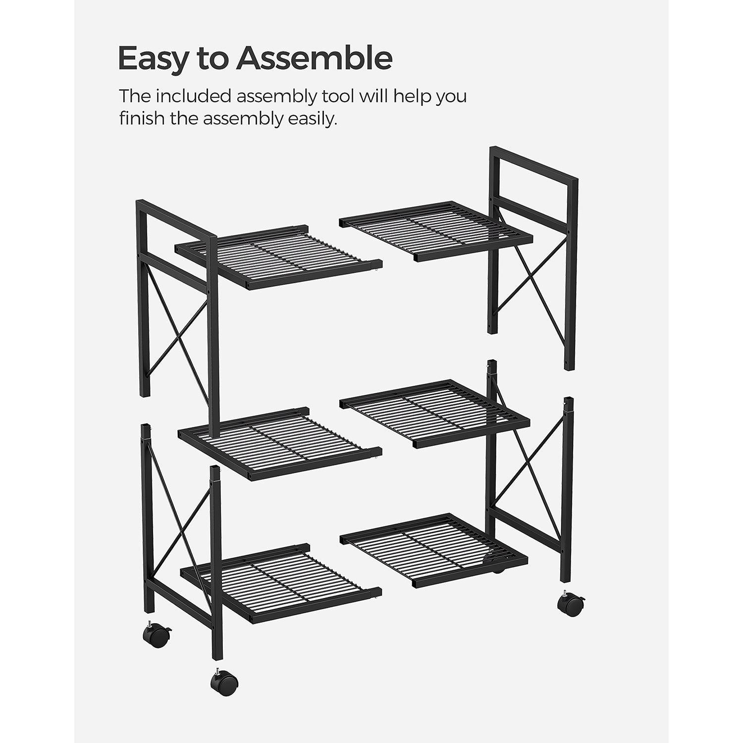 3-Tier Metal Storage Rack with Wheels FredCo