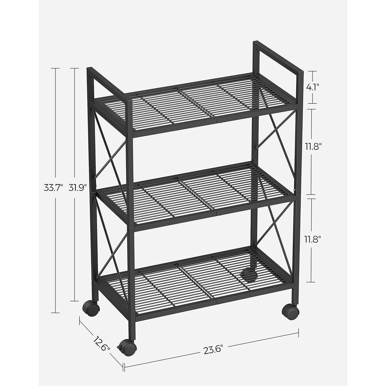 3-Tier Metal Storage Rack with Wheels FredCo