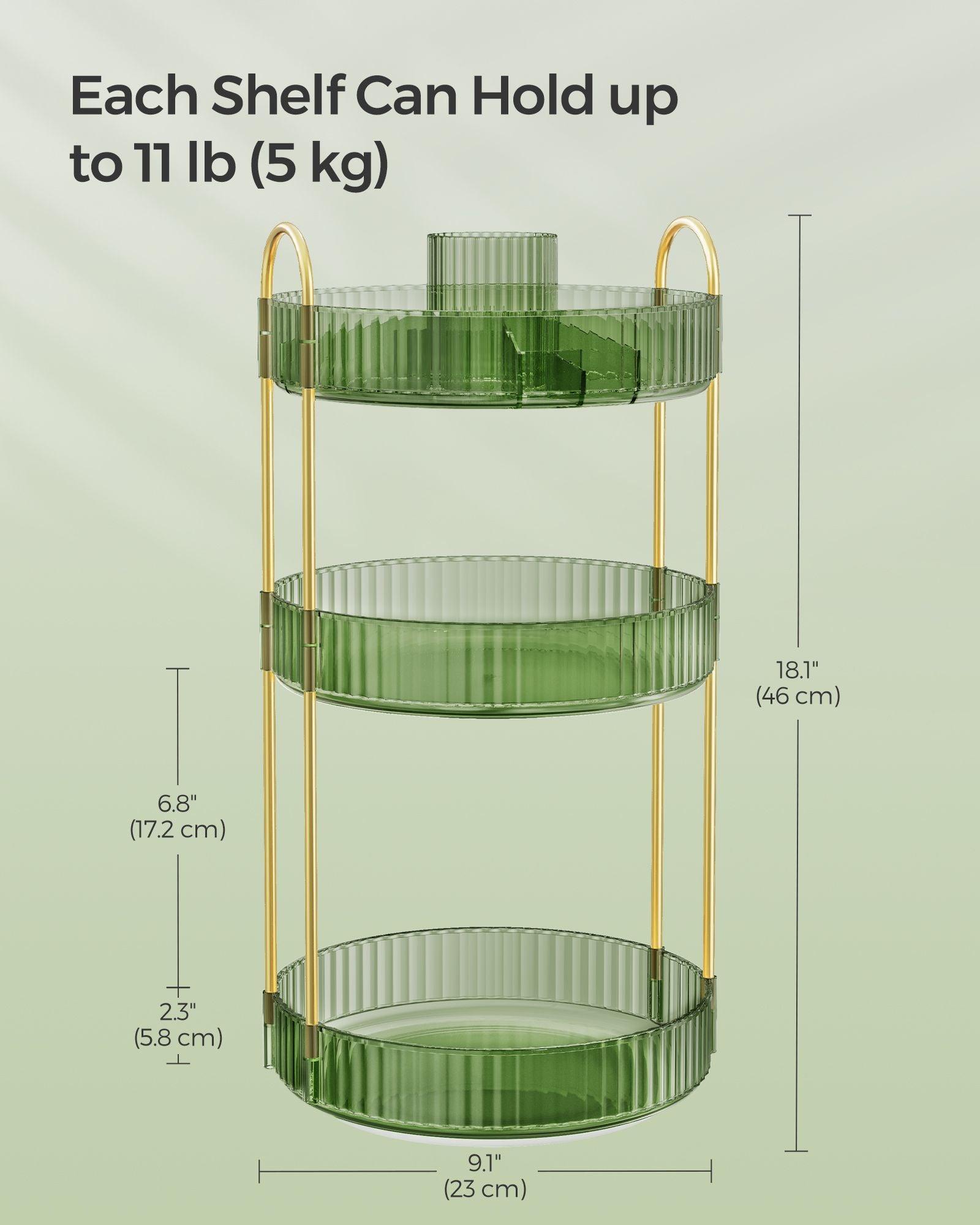 3-Tier Rotating Makeup Organizer Pale Green FredCo