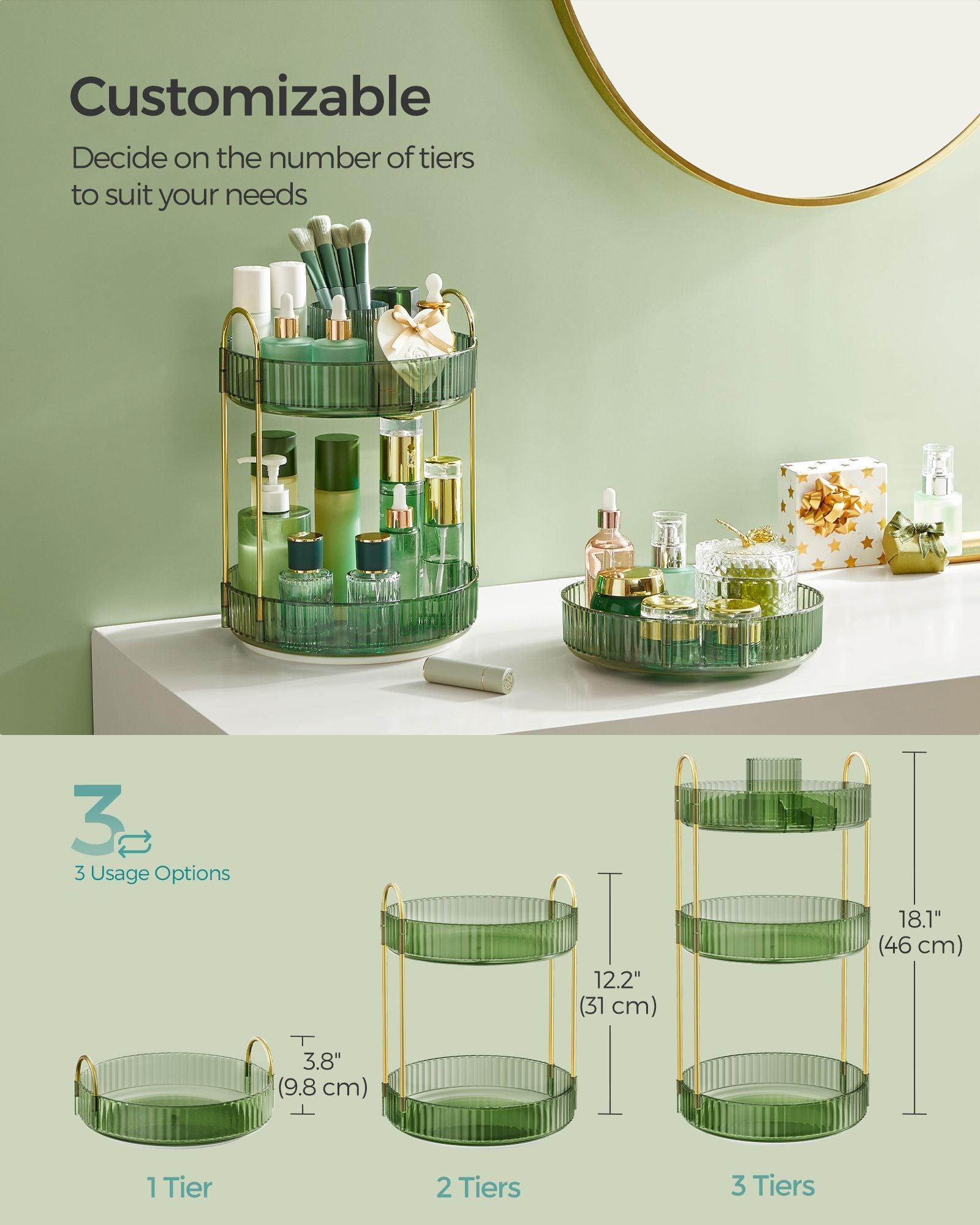3-Tier Rotating Makeup Organizer Pale Green FredCo