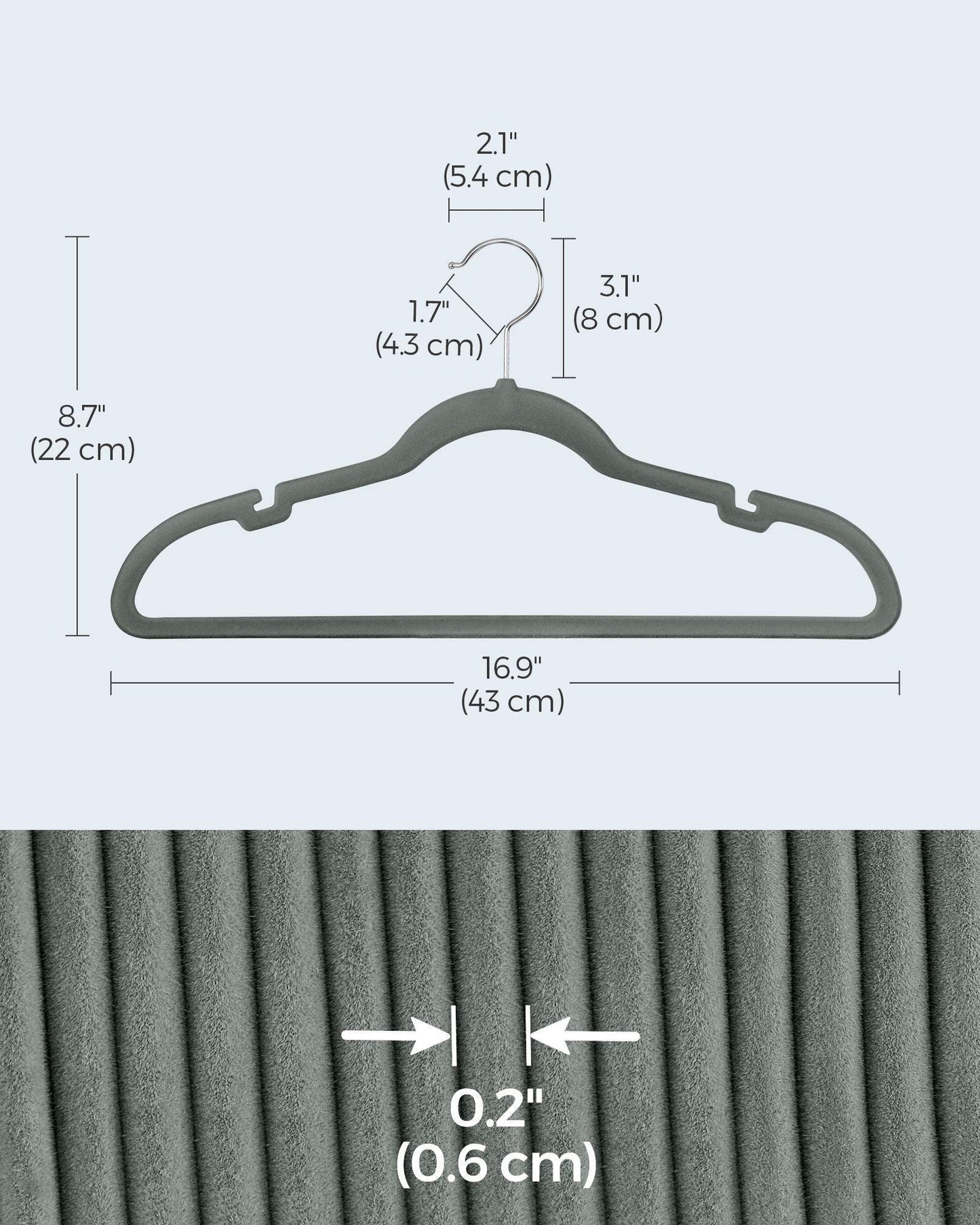 30-Pack Velvet Clothes Hangers Gray FredCo