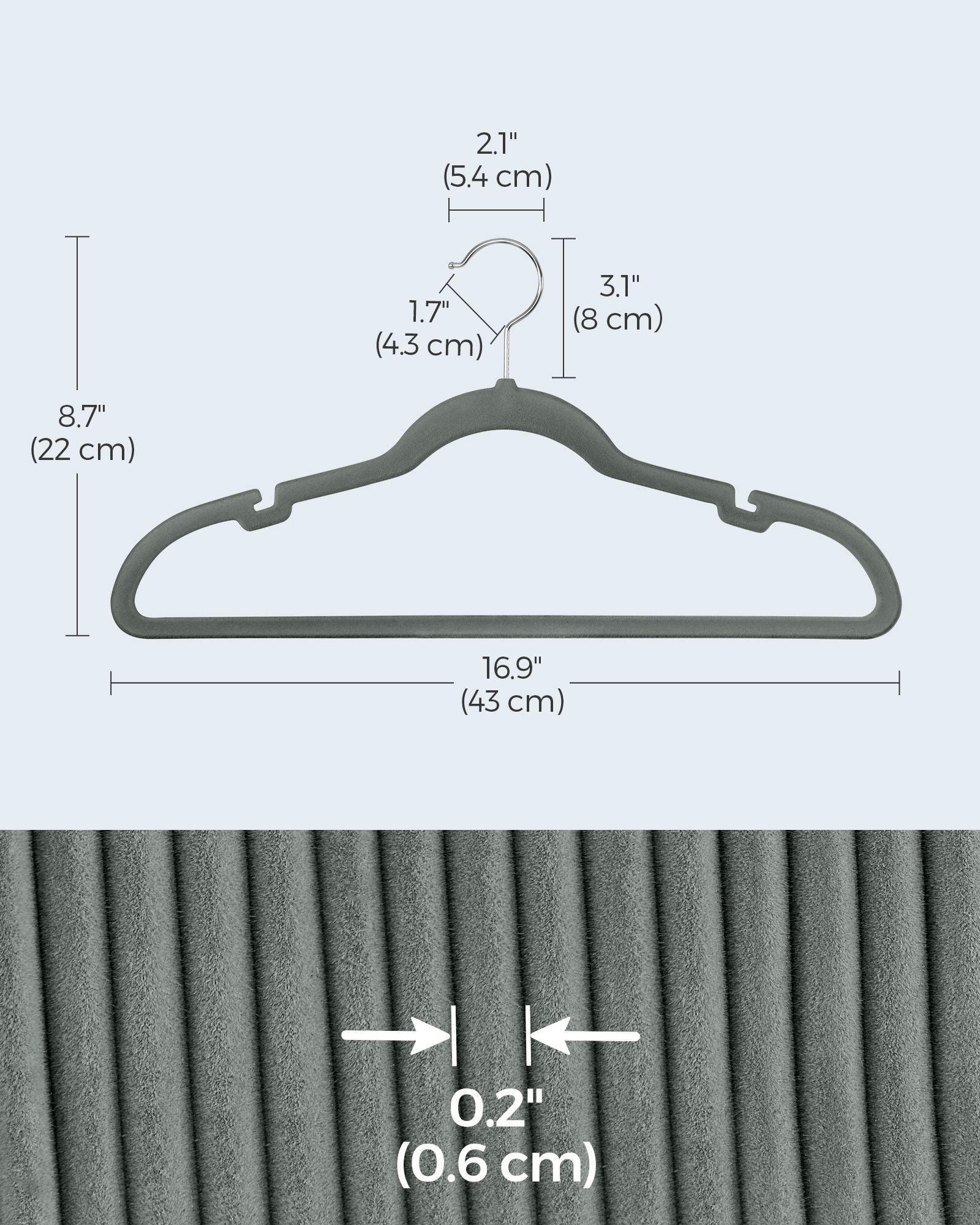 30-Pack Velvet Clothes Hangers Gray FredCo