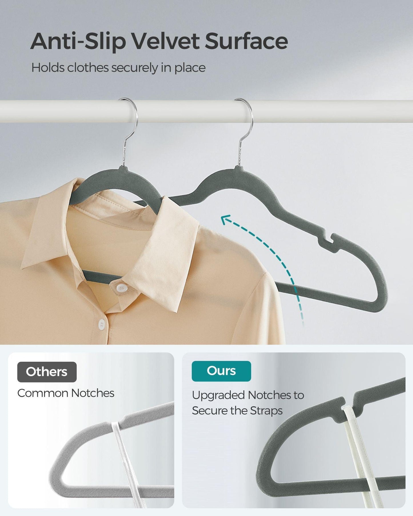 30-Pack Velvet Clothes Hangers Gray FredCo