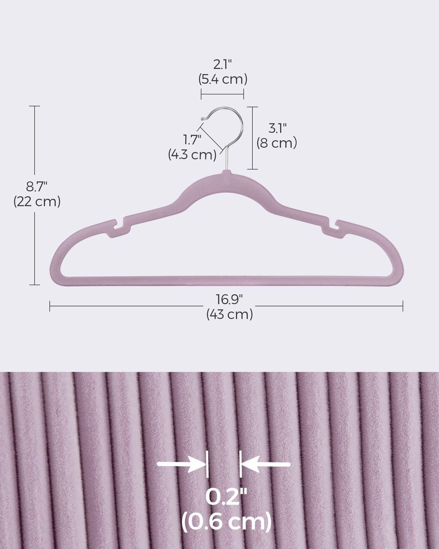 30-Pack Velvet Clothes Hangers Light Purple FredCo