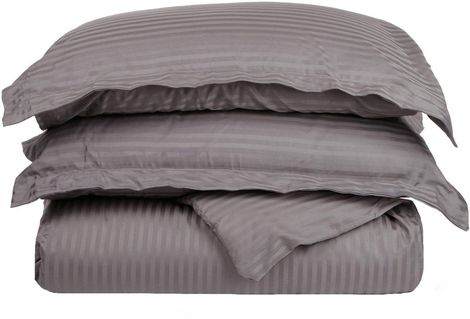 300-Thread Count 100% Egyptian Cotton Soft Striped Duvet Cover Set FredCo