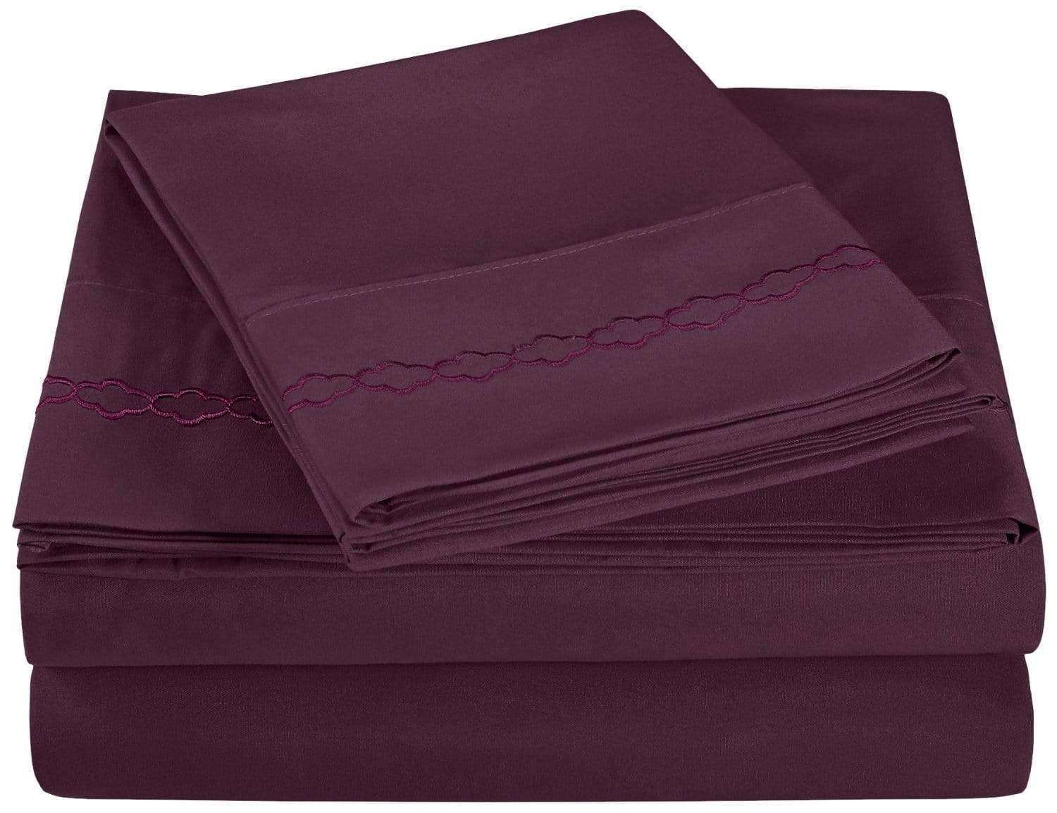 3000 Series Wrinkle Resistant Cloud Embroidered Sheet Set with White FredCo