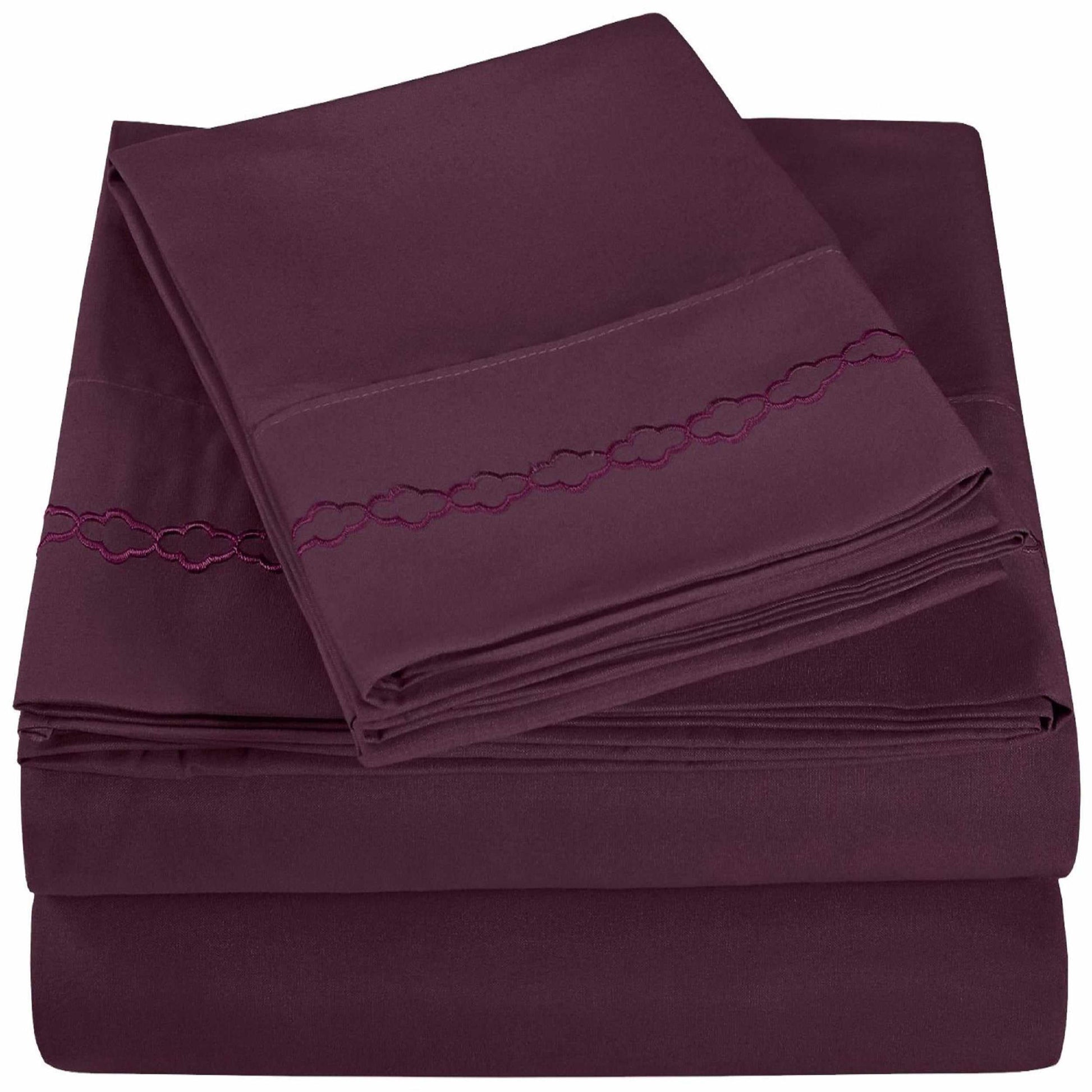 3000 Series Wrinkle Resistant Cloud Embroidered Sheet Set with White FredCo