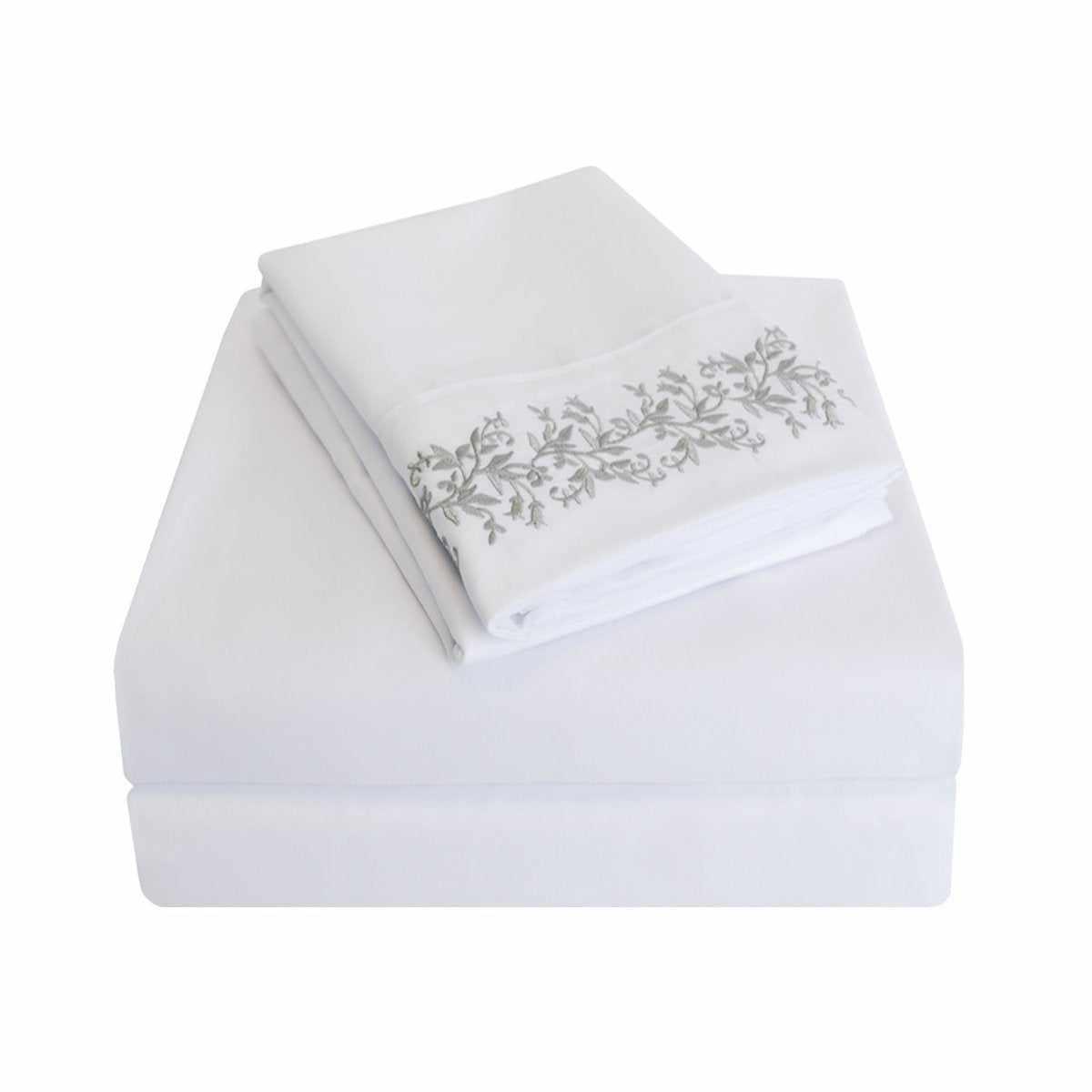 3000 Series Wrinkle Resistant Floral Embroidered Sheet Set FredCo