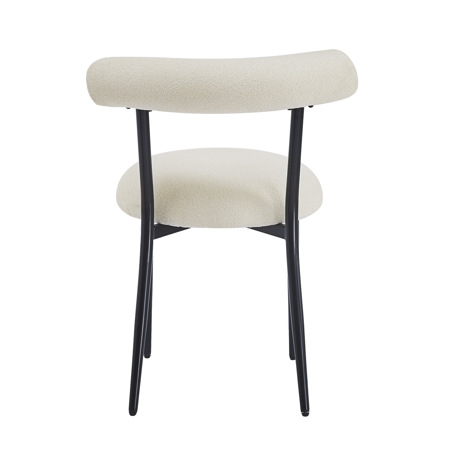 Dining Chair Set of 2, Modern Dining Room Chairs, Black Metal Frame, White Fabric FredCo
