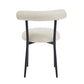 Dining Chair Set of 2, Modern Dining Room Chairs, Black Metal Frame, White Fabric FredCo