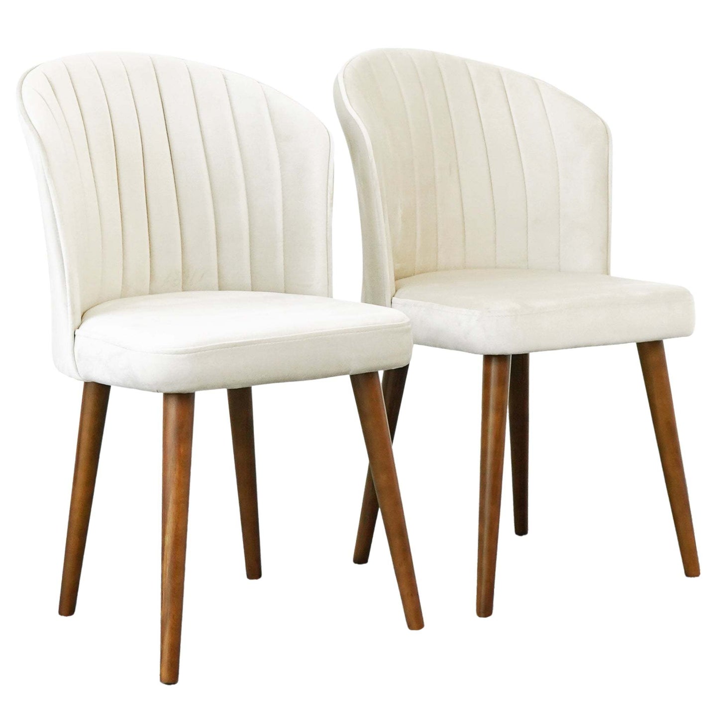 Parsons Dining Chair Set of 2 - Stylish Beige Velvet with Solid Wood Frame FredCo