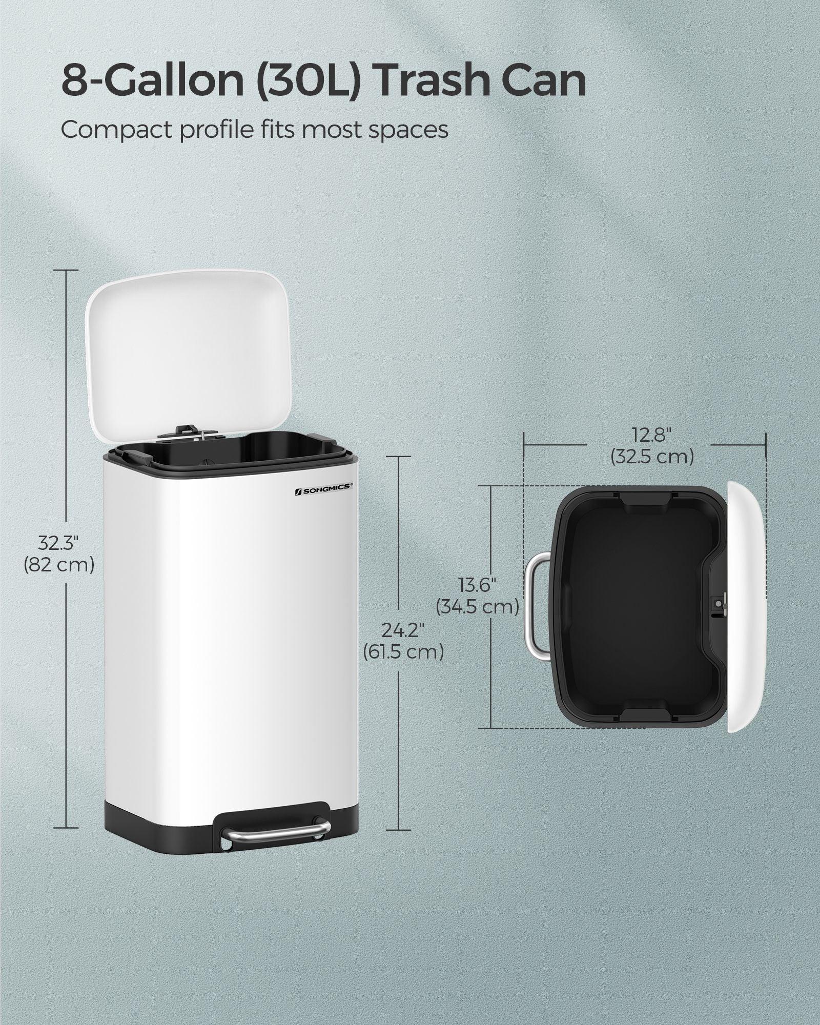 30L Trash Bin White FredCo