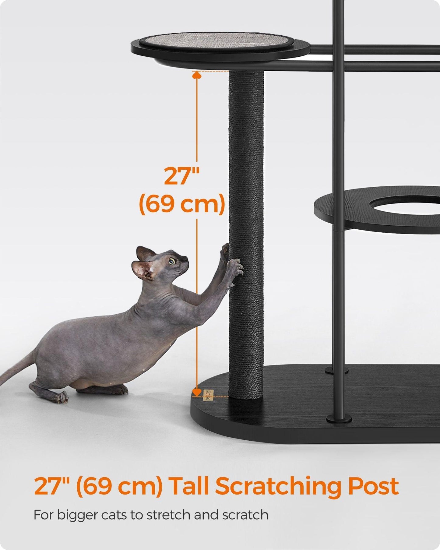 31"L x 17"W x 44"H Modern Cat Tree Classic Black FredCo