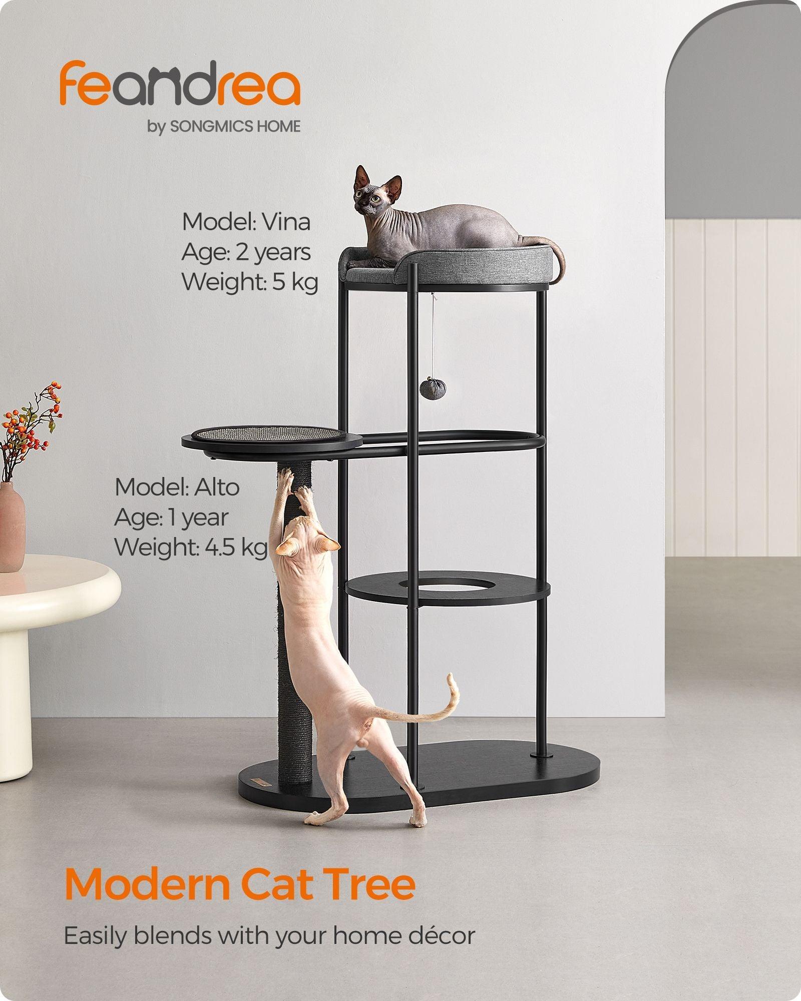 31"L x 17"W x 44"H Modern Cat Tree Classic Black FredCo