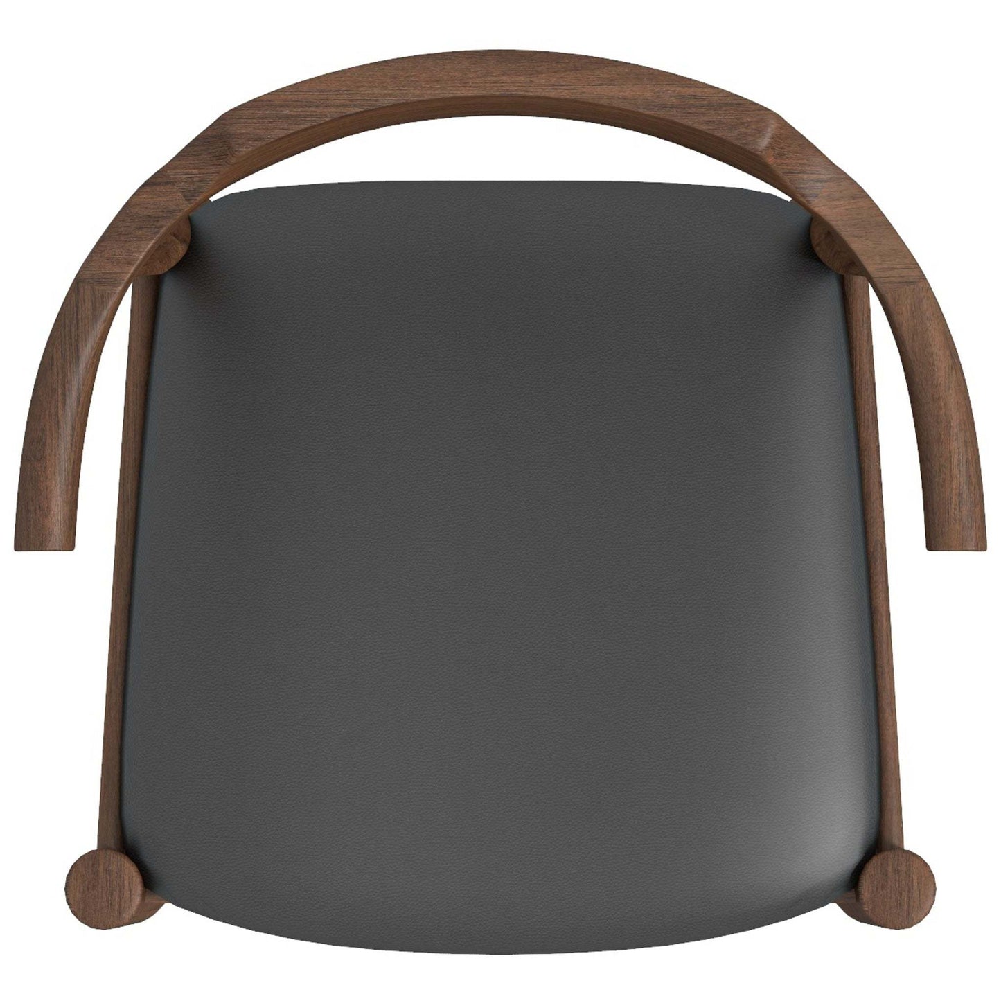 Leon Mid-Century Modern Leather Dining Chair Set of 2 with Solid Wood Frame in Black FredCo