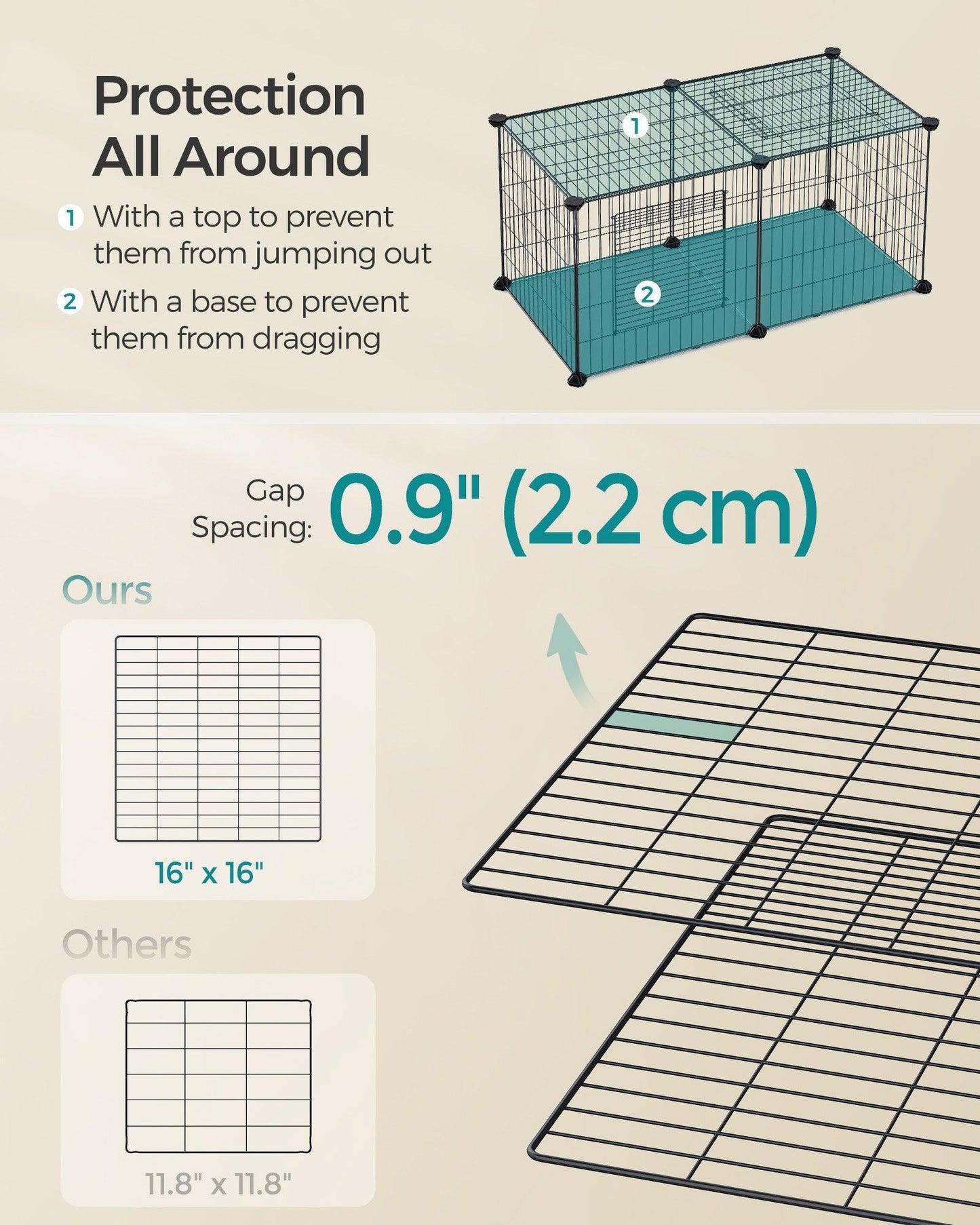 32.5''L x 16''W x 16''H Small Animal Playpen with Top and Base FredCo