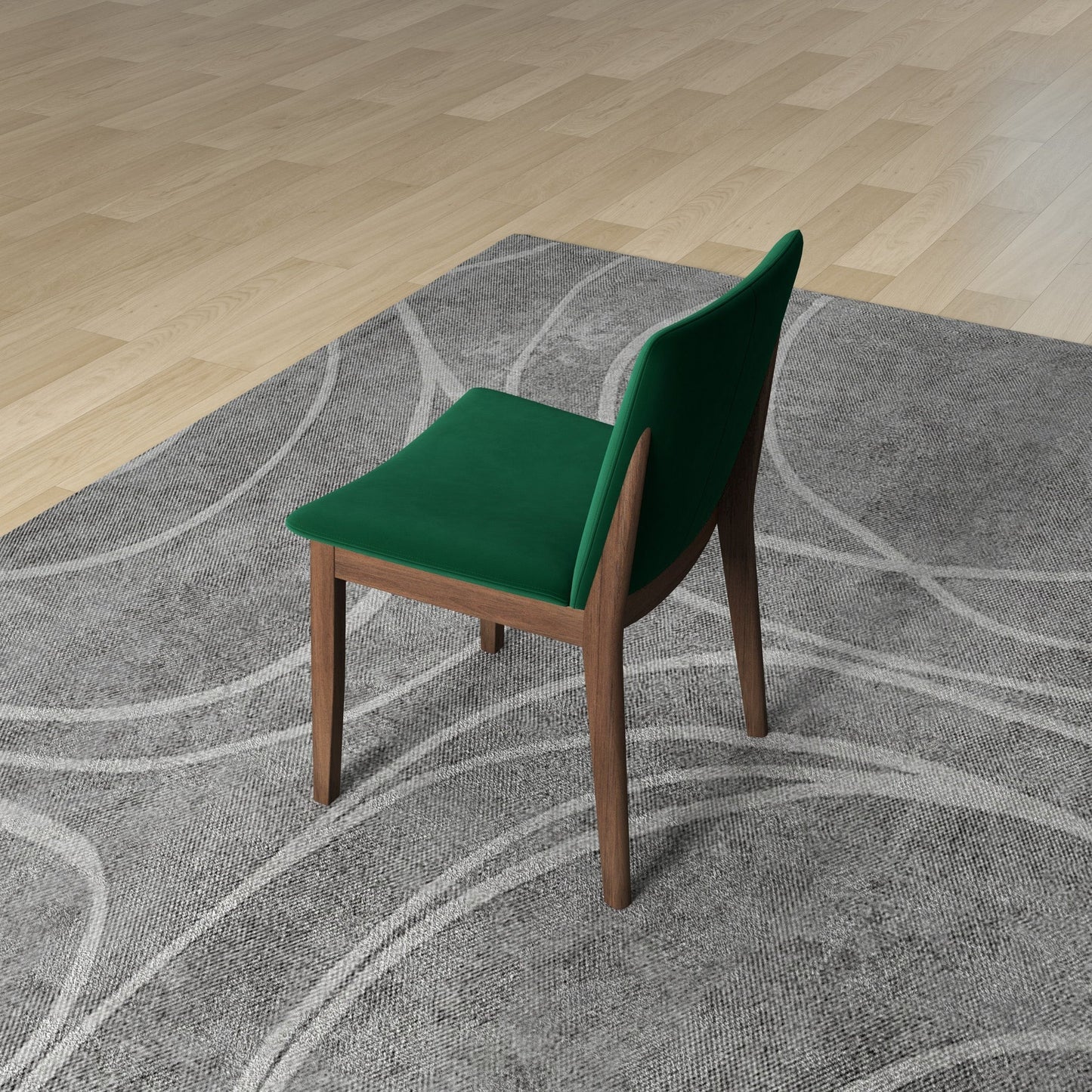 Laura Mid-Century Modern Solid Wood Dining Chair Set of 2 Green Velvet 20 x 20 x 32 inches FredCo