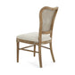Classic Retro Dining Chair Set of 2 with Rattan Backrest, Dark Brown Rubberwood Frame, Beige Fabric Cushion FredCo