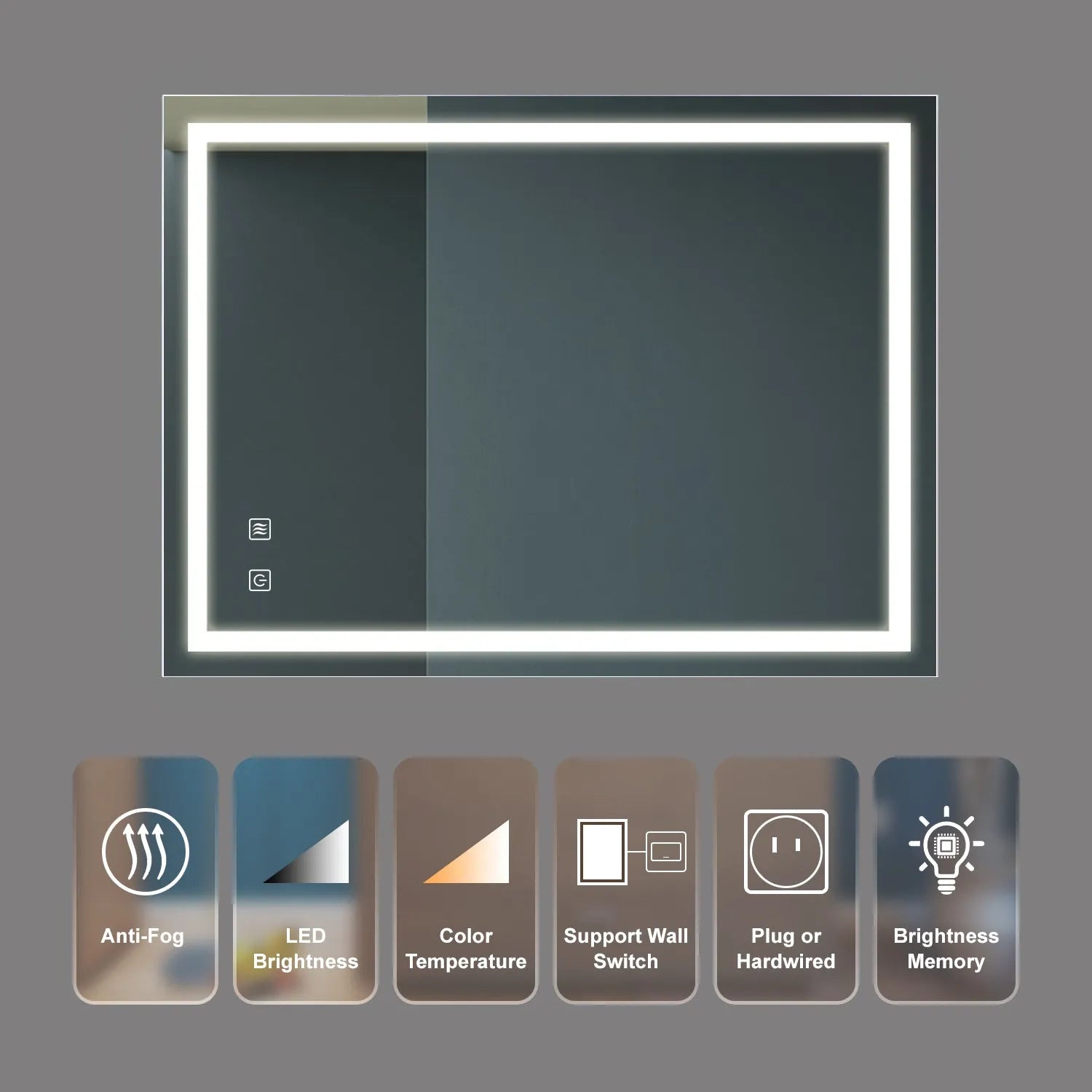 32x24inch Bathroom Led Classy Vanity Mirror with focused backplane FredCo