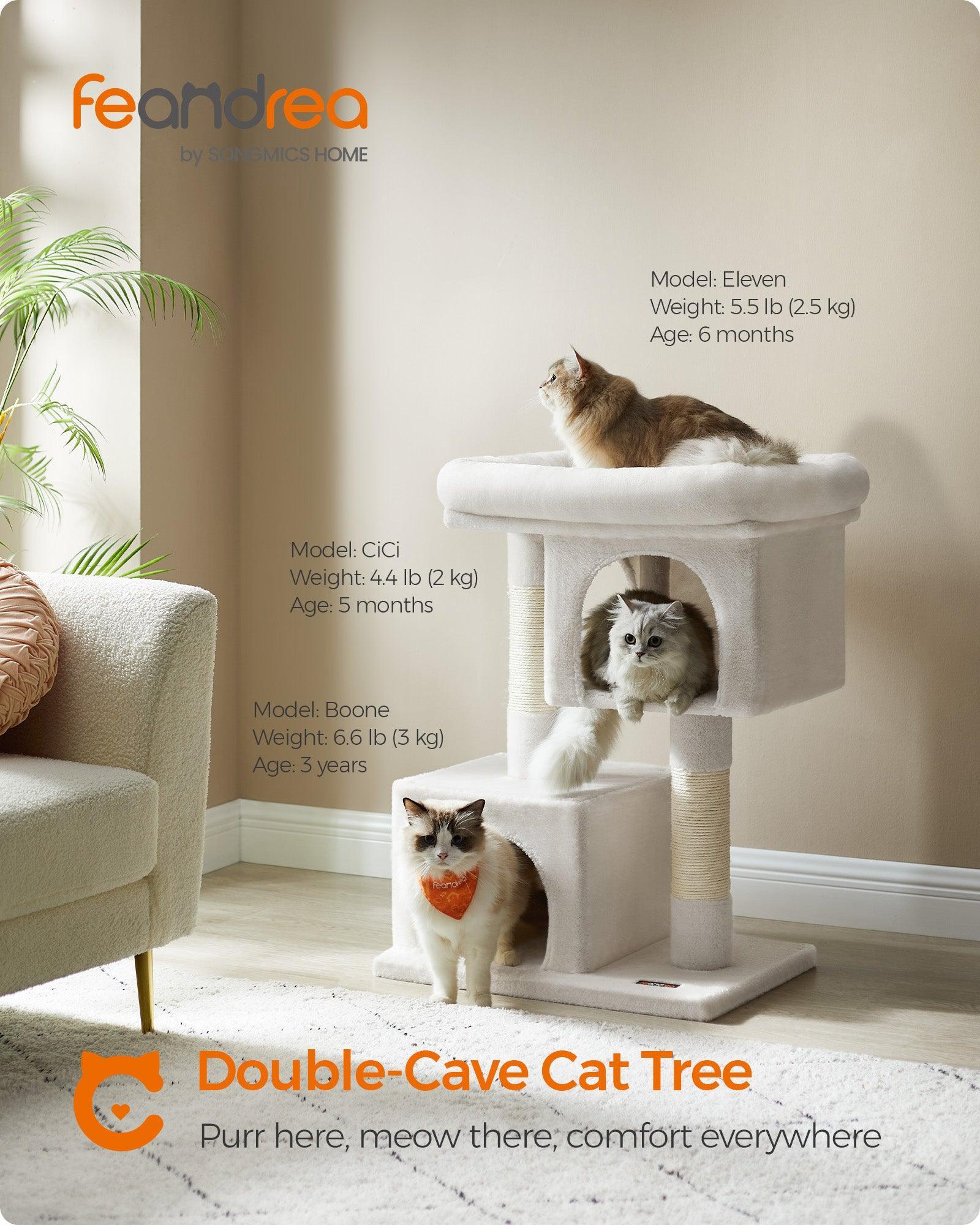 33.1" Tall Cat Tree with Scratching Posts Cream White FredCo