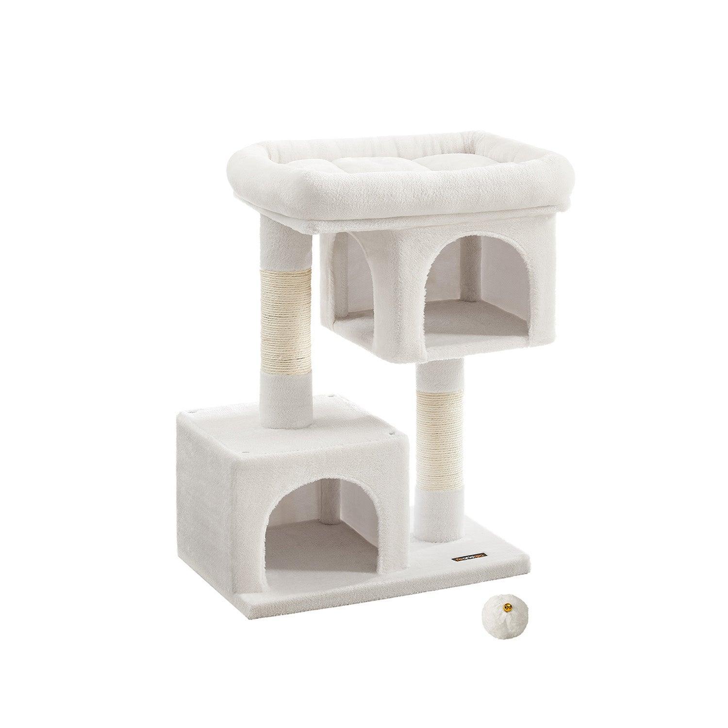 33.1" Tall Cat Tree with Scratching Posts Cream White FredCo