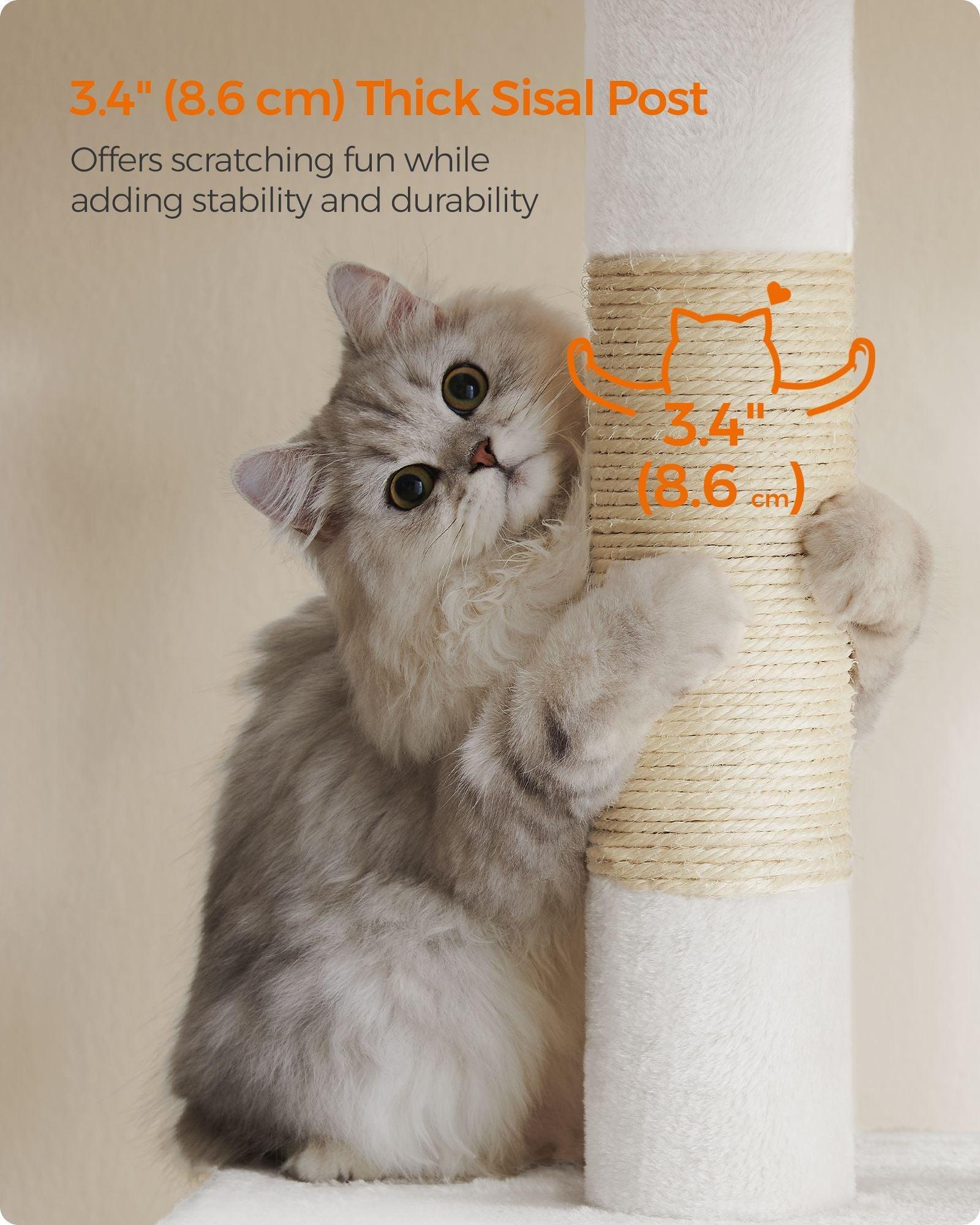 33.1" Tall Cat Tree with Scratching Posts Cream White FredCo