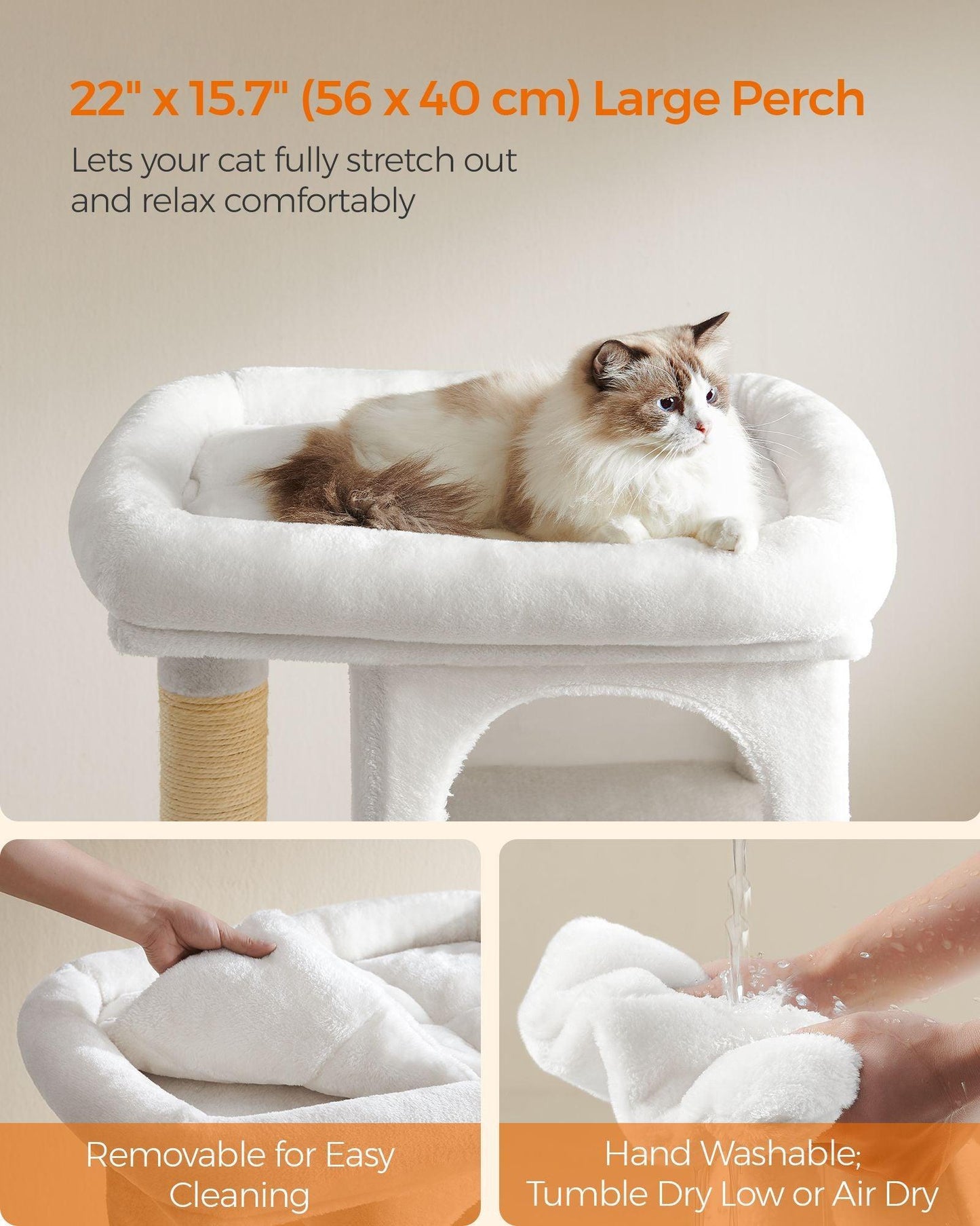 33.1" Tall Cat Tree with Scratching Posts Cream White FredCo