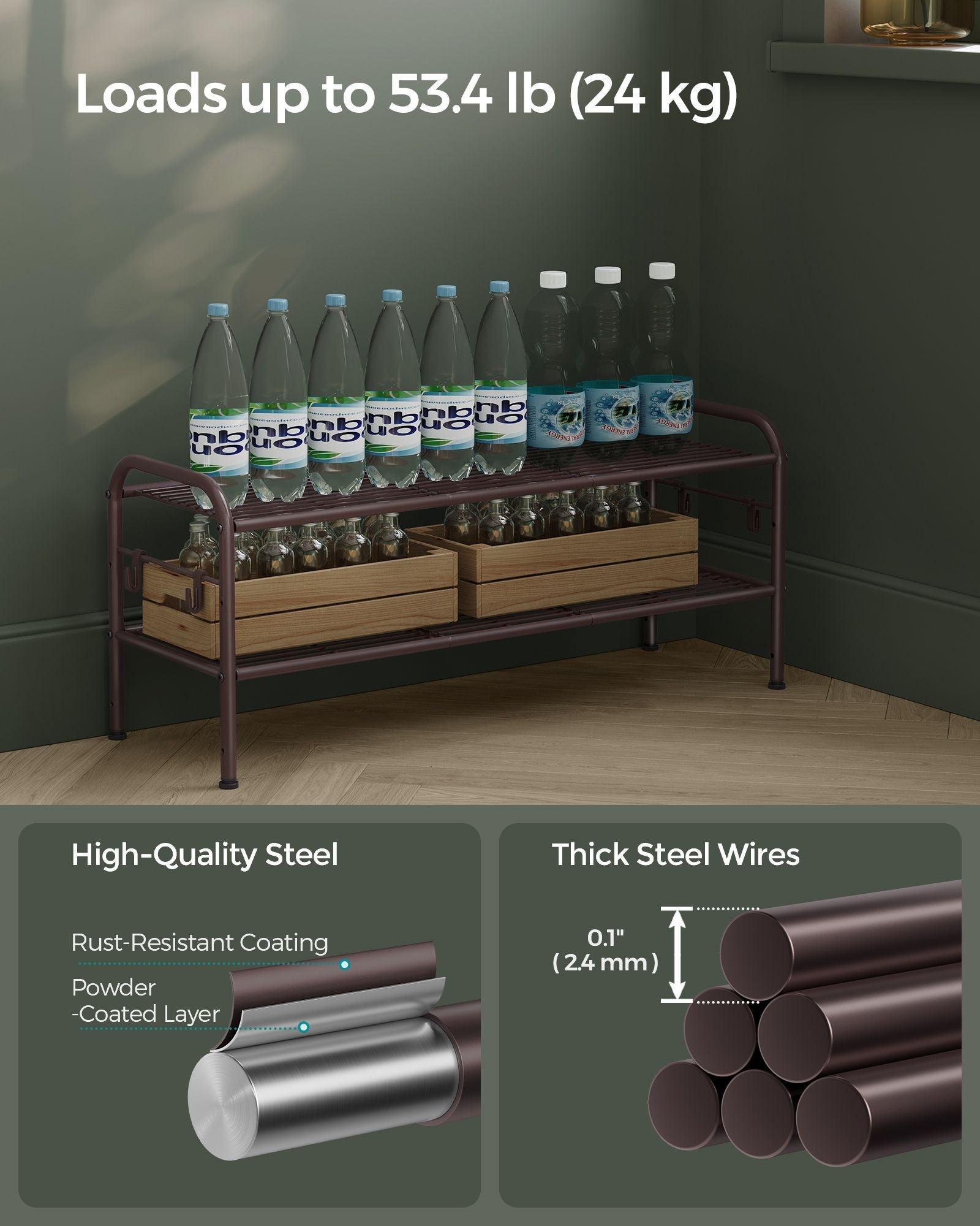 33.5" Wide 2-Tier Metal Shoe Rack Chestnut Brown FredCo