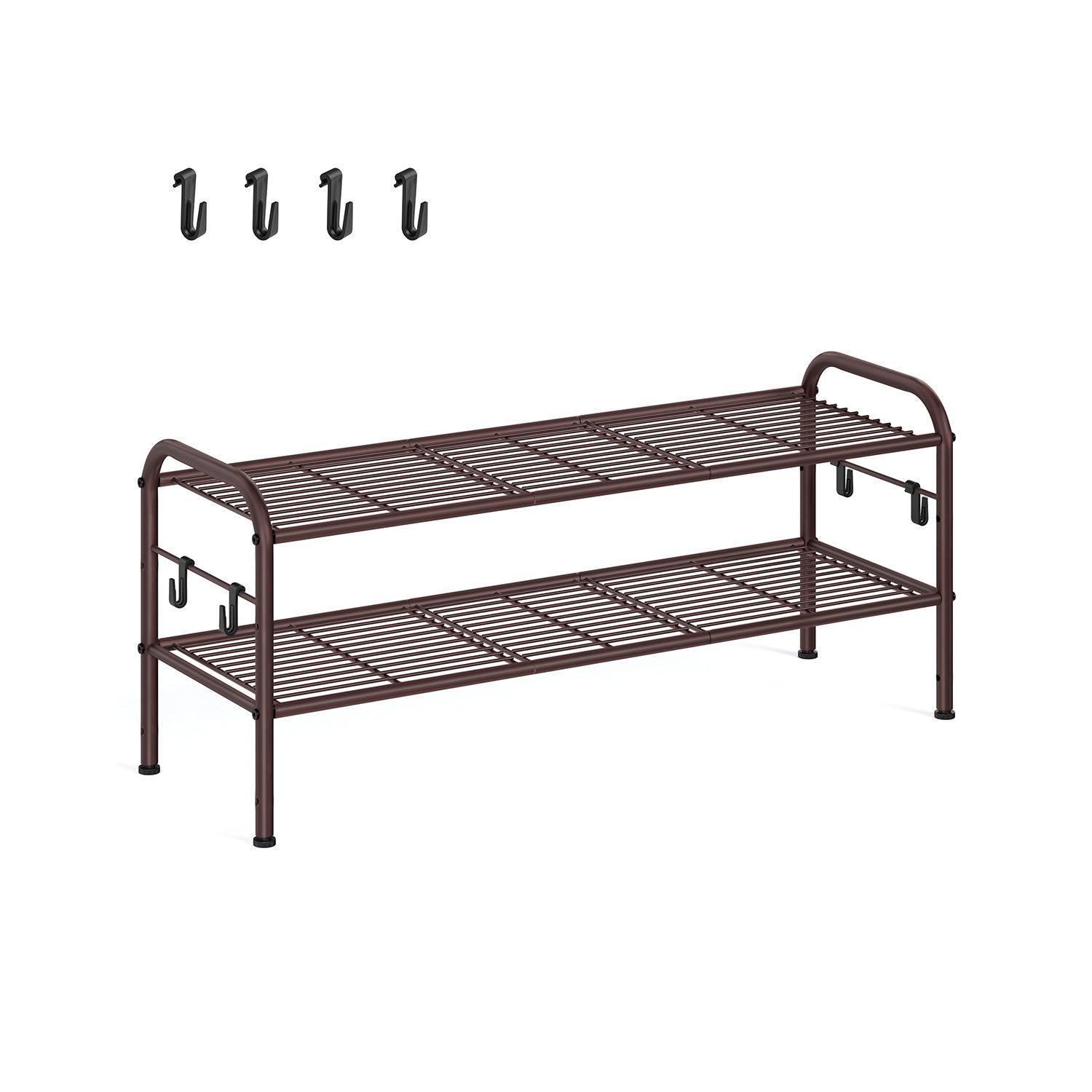 33.5" Wide 2-Tier Metal Shoe Rack Chestnut Brown FredCo