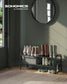 33.5" Wide 2-Tier Metal Shoe Rack with 4 Hooks Ink Black FredCo