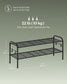 33.5" Wide 2-Tier Metal Shoe Rack with 4 Hooks Ink Black FredCo