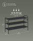 33.5" Wide 3-Tier Fabric Shoe Rack with 4 Hooks Ink Black FredCo