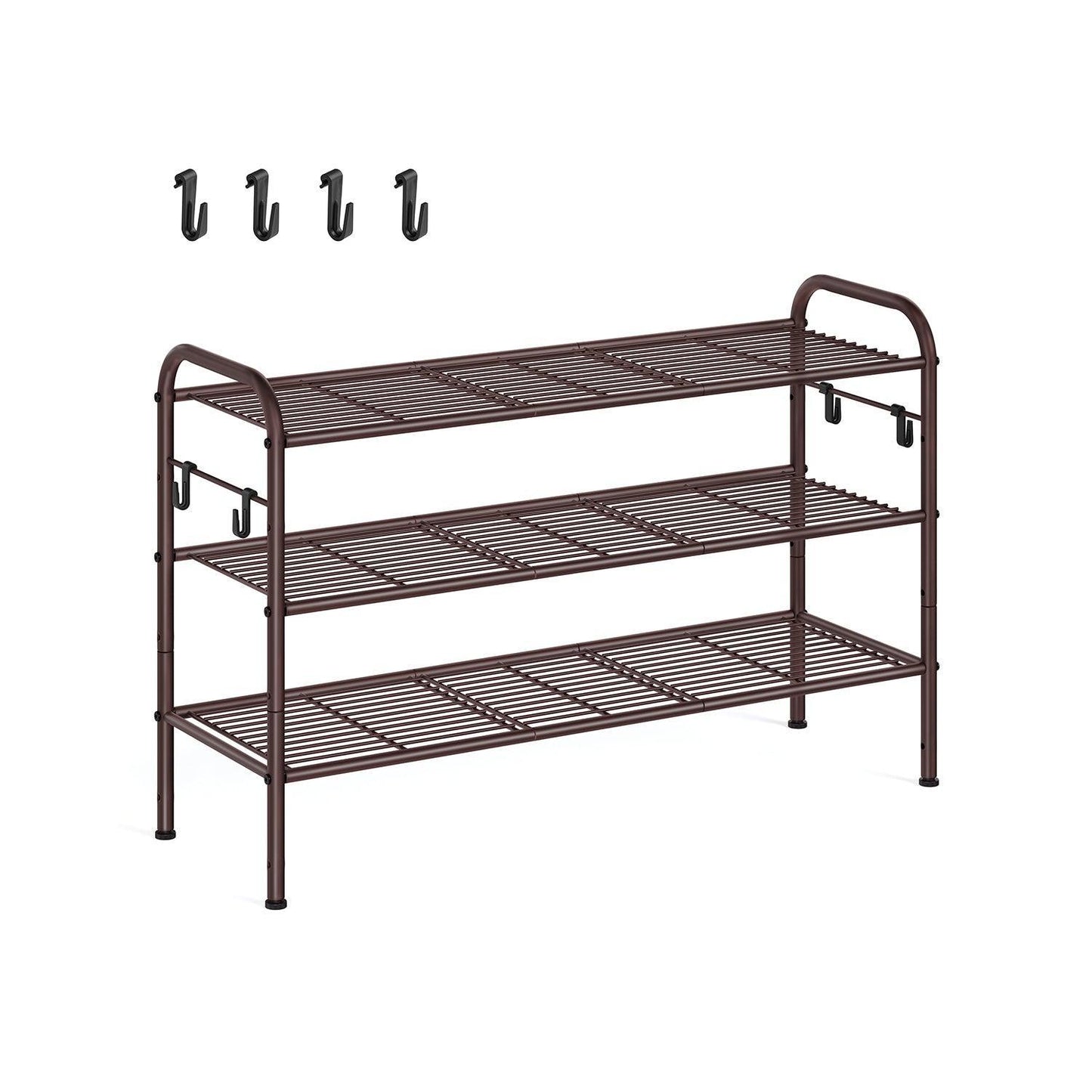 33.5" Wide 3-Tier Metal Shoe Rack Chestnut Brown FredCo