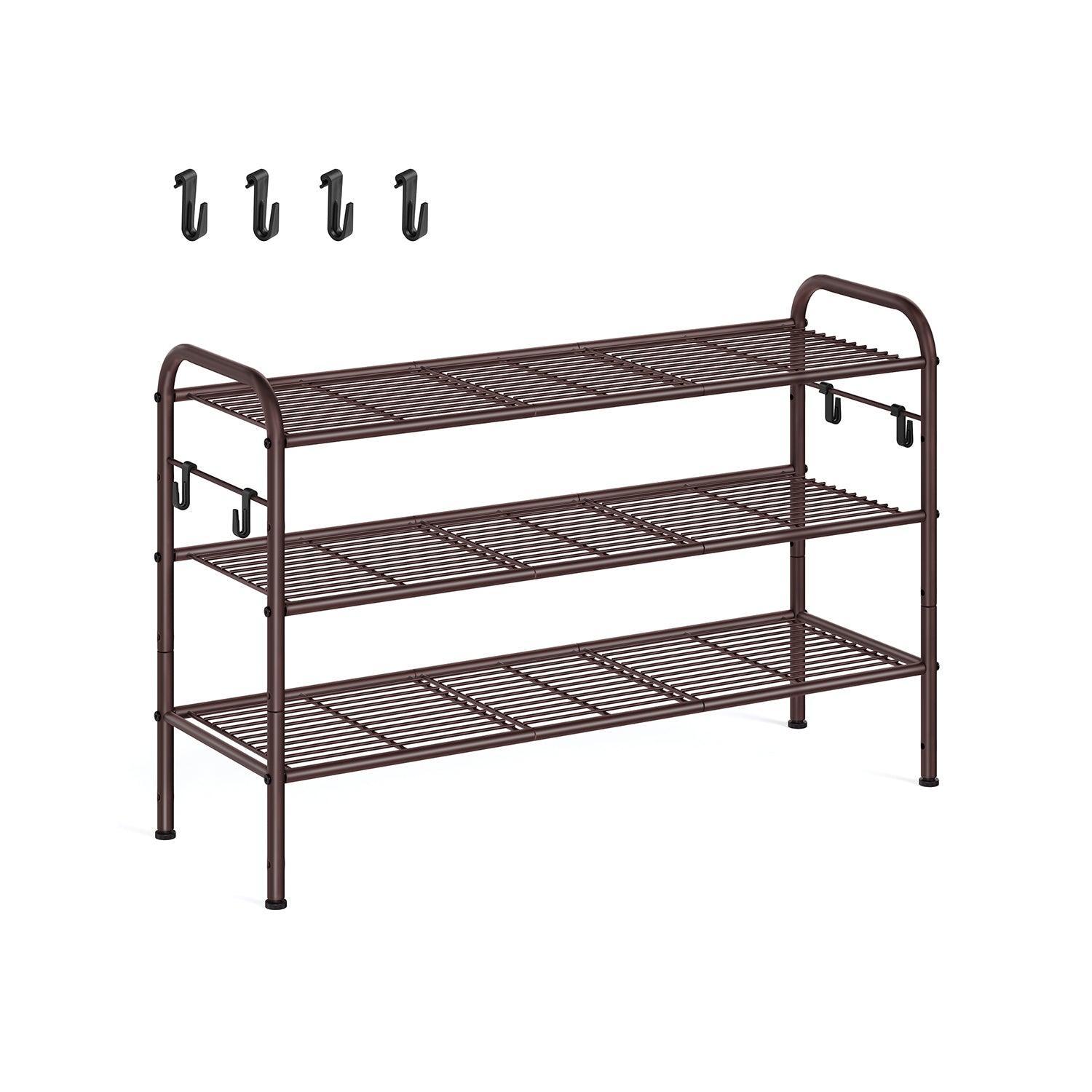 33.5" Wide 3-Tier Metal Shoe Rack Chestnut Brown FredCo