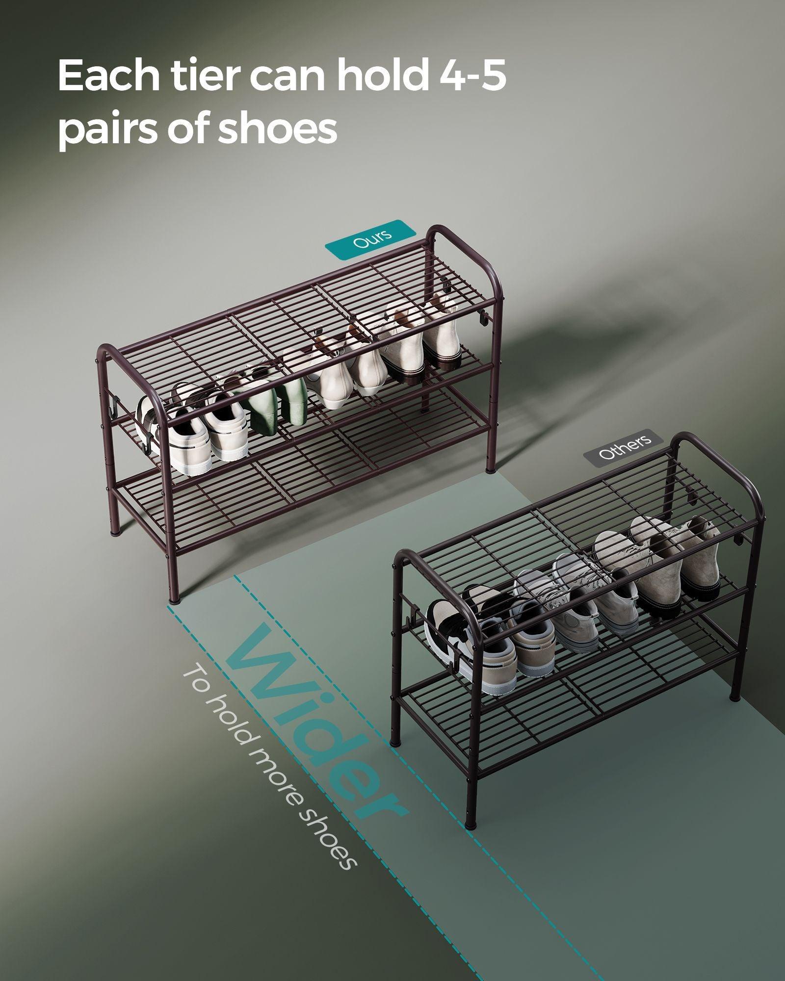 33.5" Wide 3-Tier Metal Shoe Rack Chestnut Brown FredCo