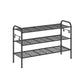 33.5" Wide 3-Tier Metal Shoe Rack with 4 Hooks Ink Black FredCo