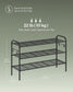 33.5" Wide 3-Tier Metal Shoe Rack with 4 Hooks Ink Black FredCo