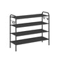 33.5" Wide 4-Tier Fabric Shoe Rack with 4 Hooks Ink Black FredCo