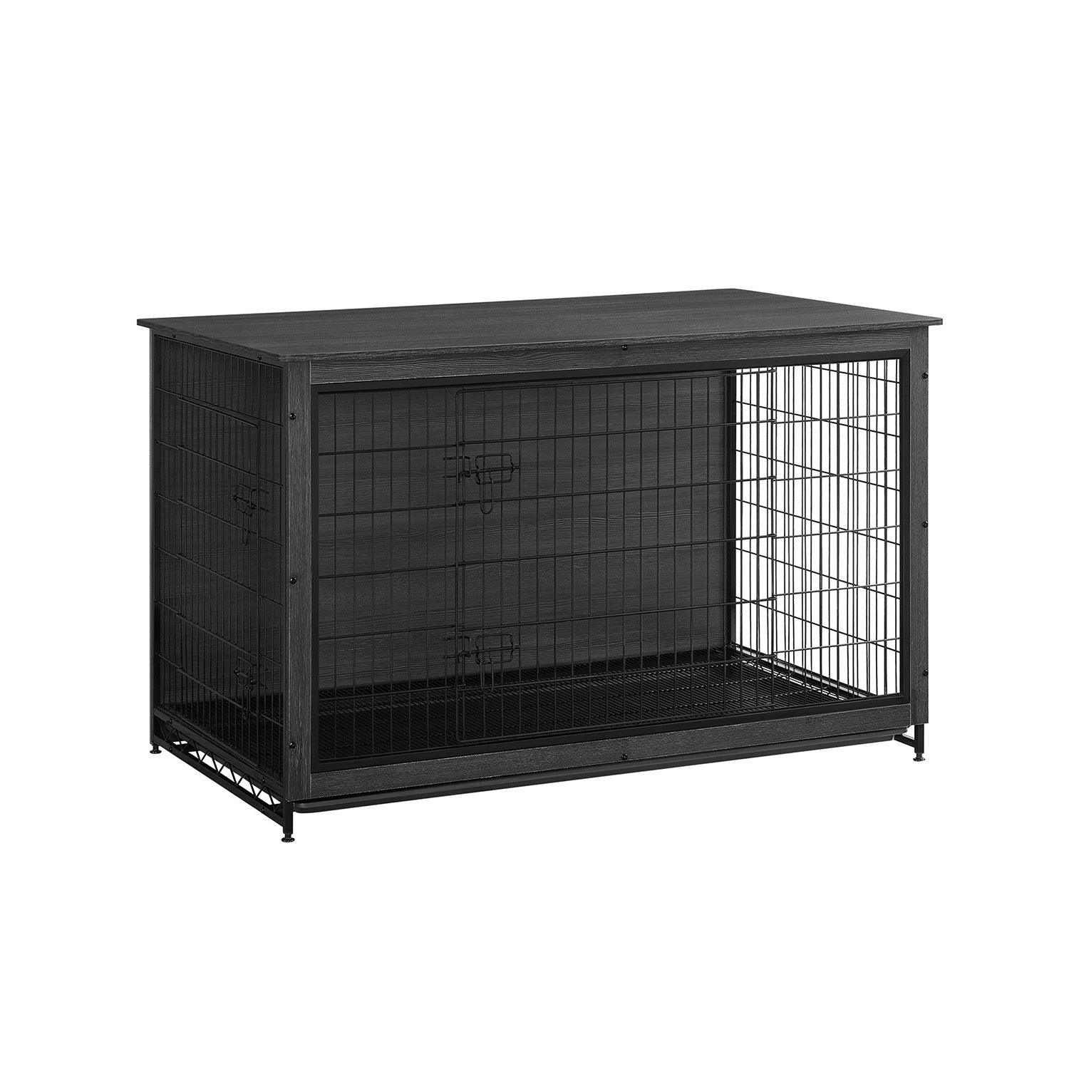 33.7" Wide Heavy-Duty Dog Crate Furniture Ink Black FredCo