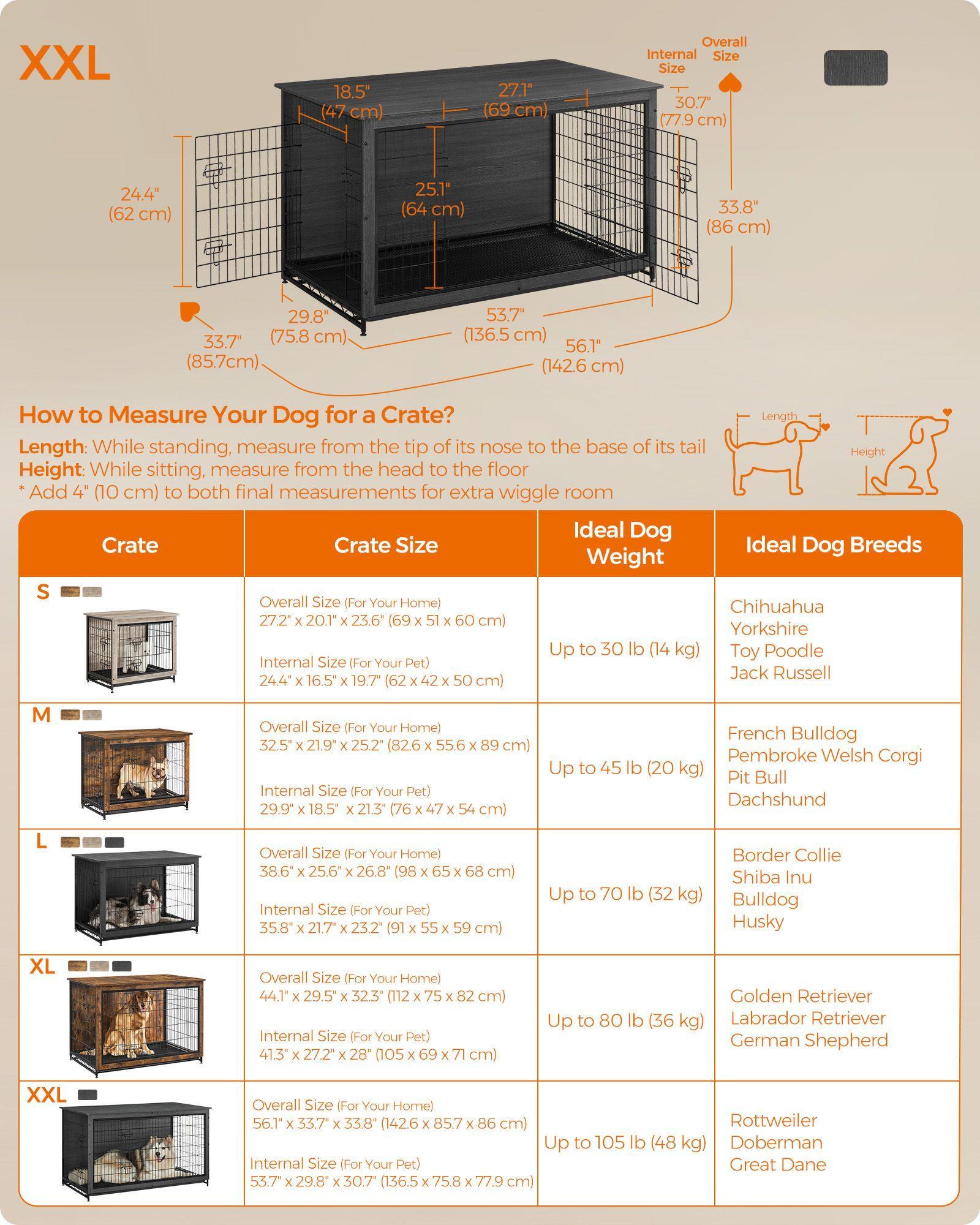 33.7" Wide Heavy-Duty Dog Crate Furniture Ink Black FredCo