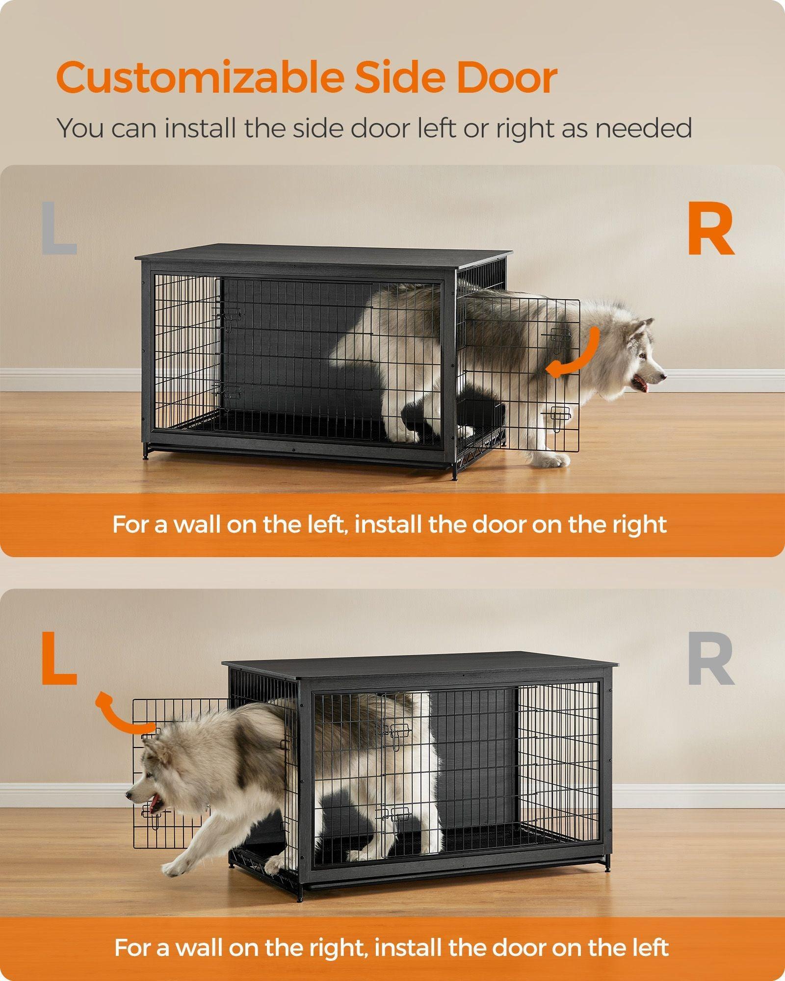 33.7" Wide Heavy-Duty Dog Crate Furniture Ink Black FredCo