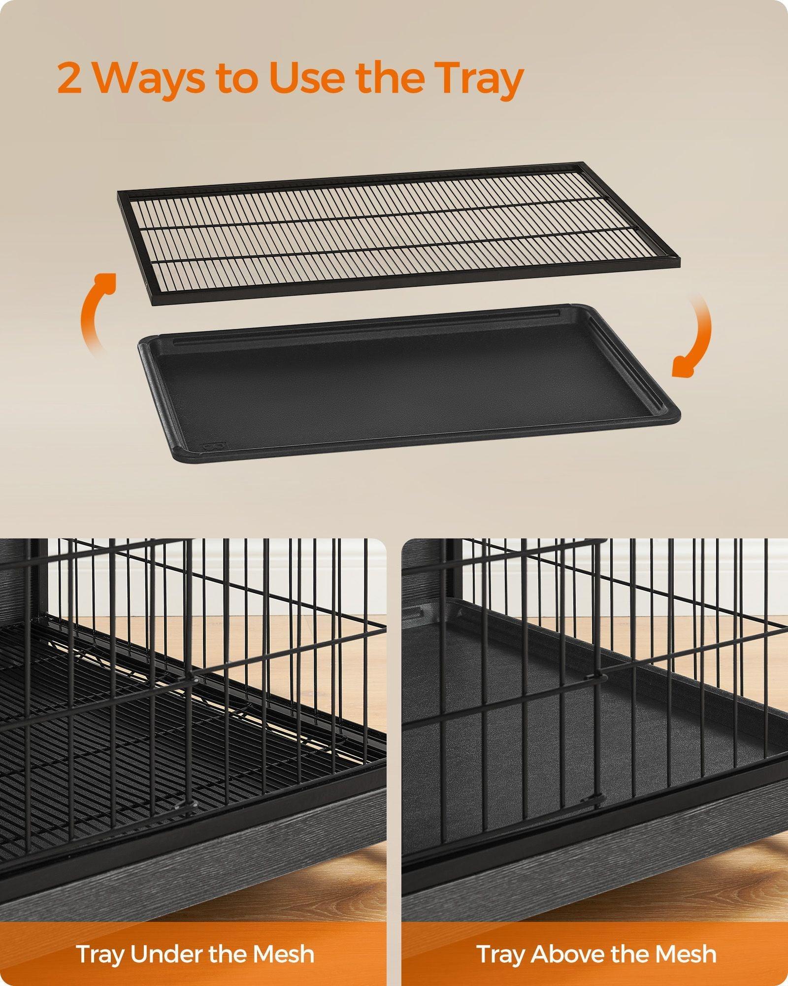 33.7" Wide Heavy-Duty Dog Crate Furniture Ink Black FredCo