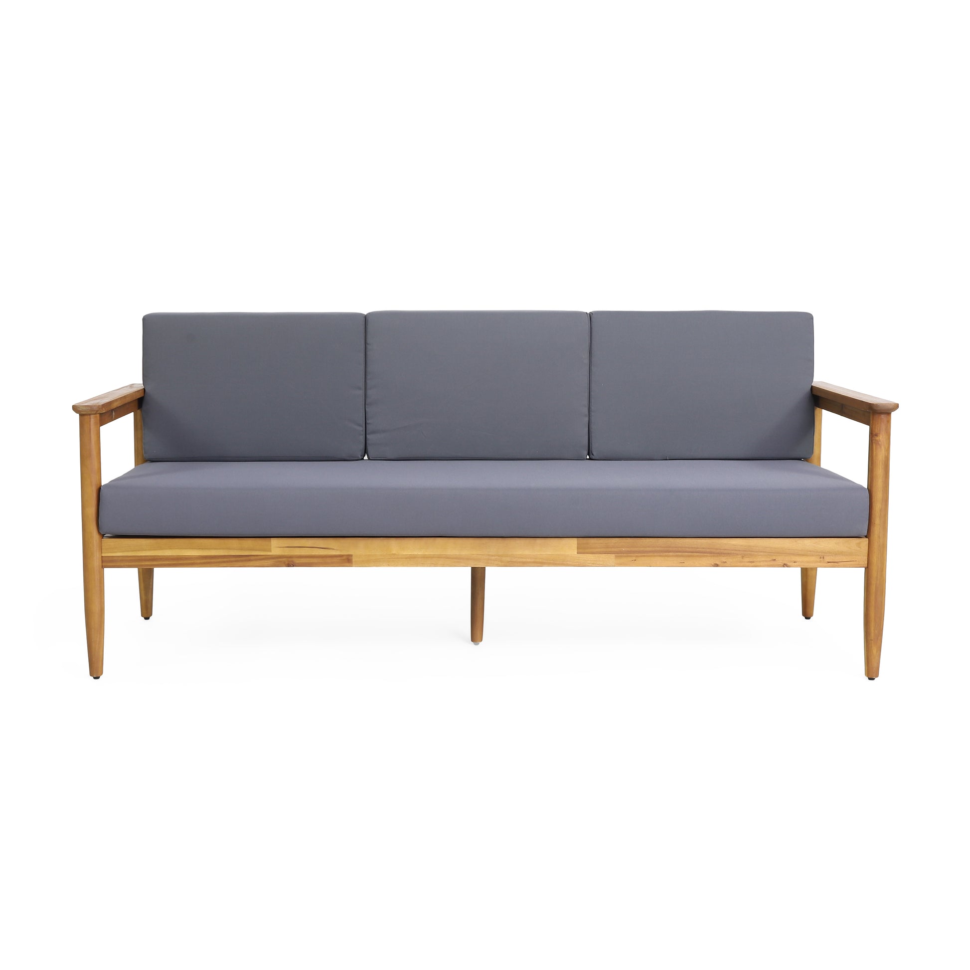 Modern wooden frame sofa with gray cushions, home furniture from FredCo International