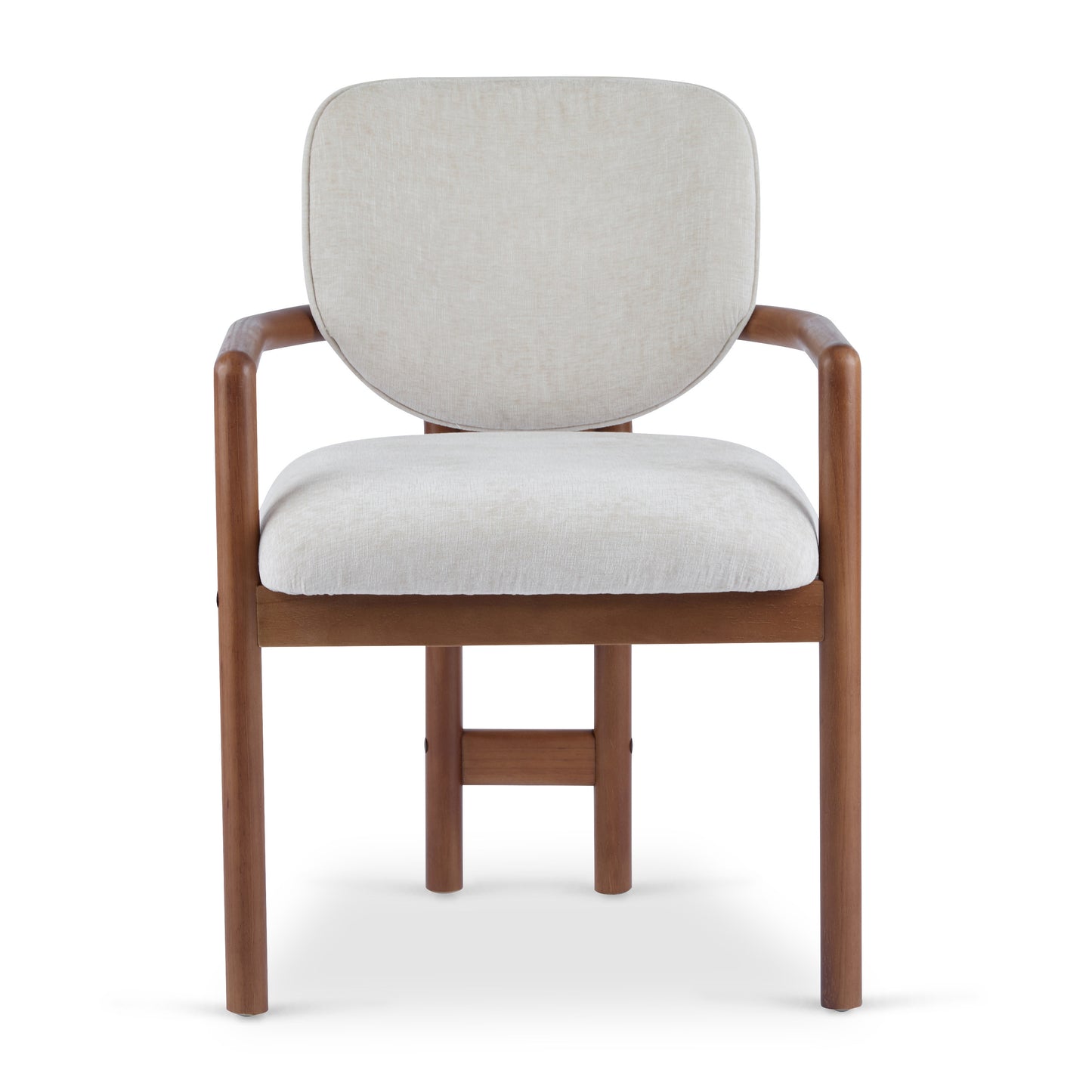 Dining Chairs Set of 2 Upholstered Arm Chairs, Rubber Wood Accent Chairs Beige Fabric Seating, 300 LBS Weight Capacity FredCo